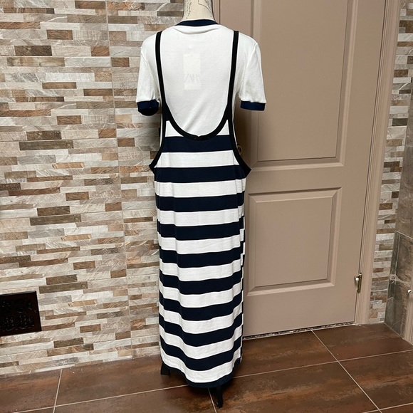 ZARA cotton dress skirt on the straps stripped Sz L & ribbed top combo Sz XL - Picture 6 of 16